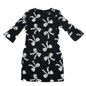 Banana Republic Factory Women’s Black‎ Bow Print Shift 3/4 Dress Sz 4